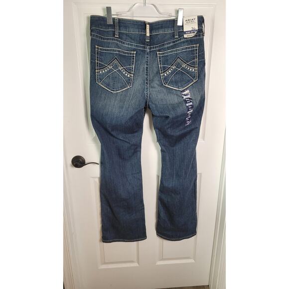 Ariat REAL Jeans Womens 34R Blue Mid Rise Boot Cut Stretch Spitfire Western - Picture 6 of 15